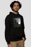 4arm Baskılı Unisex Siyah Hoodie