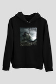 4arm Baskılı Unisex Siyah Hoodie