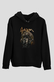4arm Baskılı Unisex Siyah Hoodie