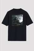 4arm Baskılı Unisex Siyah Oversize Tişört - Tshirt