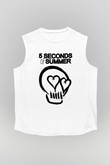5 Seconds Of Summer Skull Logo Beyaz Unisex Kolsuz Tişört