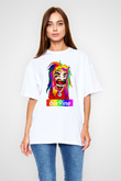 6ix9ine Baskılı Beyaz Unisex Oversize Tişört - Tshirt