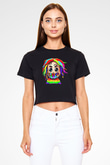 6ix9ine Baskılı Siyah Crop Top Kadın Tişört - Tshirt