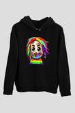 6ix9ine Baskılı Unisex Siyah Hoodie