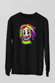 6ix9ine Baskılı Unisex Siyah Sweatshirt