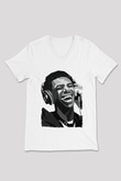 A Boosie Wit Da Hoodie Baskılı Beyaz Unisex V Yaka Tişört - Tshirt