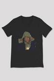A Boosie Wit Da Hoodie Baskılı Unisex Siyah V Yaka Tişört - Tshirt