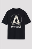 A Skylit Drive Baskılı Unisex Siyah Oversize Tişört - Tshirt