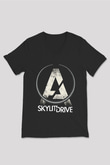 A Skylit Drive Baskılı Unisex Siyah V Yaka Tişört - Tshirt