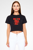 A Tribe Called Quest Baskılı Crop Top Siyah Kadın Tişört