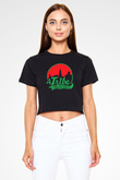 A Tribe Called Quest Baskılı Siyah Crop Top Kadın Tişört - Tshirt