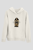 Aaliyah Baskılı Unisex Beyaz Kapüşonlu Sweatshirt