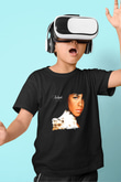 Aaliyah Baskılı Unisex Siyah Çocuk Tişört