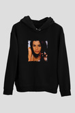 Aaliyah Baskılı Unisex Siyah Hoodie