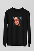 Aaliyah Baskılı Unisex Siyah Sweatshirt