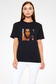 Aaliyah Baskılı Unisex Siyah Tişört