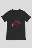 Aatrox James Baskılı Unisex Siyah V Yaka Tişört - Tshirt