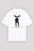 Abbath Baskılı Unisex Beyaz Oversize Tişört