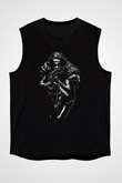 Abbath Baskılı Unisex Siyah Kolsuz Tişört