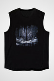 Abbath Baskılı Unisex Siyah Kolsuz Tişört