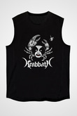 Abbath Baskılı Unisex Siyah Kolsuz Tişört