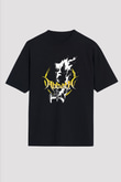 Abbath Baskılı Unisex Siyah Oversize Tişört