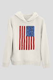 ABD Beyaz Unisex Kapşonlu Sweatshirt
