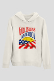ABD Beyaz Unisex Kapşonlu Sweatshirt
