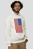 ABD Beyaz Unisex Kapşonlu Sweatshirt