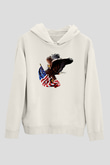 ABD Beyaz Unisex Kapşonlu Sweatshirt