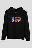 ABD Siyah Unisex Hoodie