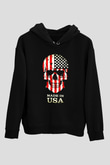 ABD Siyah Unisex Hoodie