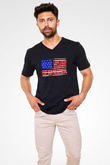 ABD Siyah Unisex V Yaka Tişört