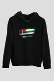Abhazya - Abkhazia Bayrağı Baskılı Unisex Siyah Hoodie