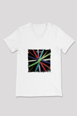 Above and Beyond Baskılı Beyaz V Yaka Unisex Tişört