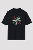Above and Beyond Baskılı Unisex Oversize Siyah Tişört
