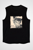 Above and Beyond Baskılı Unisex Siyah Kolsuz Tişört