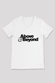 Above and Beyond Beyaz Unisex V Yaka Tişört