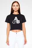 Above and Beyond Siyah  Crop Top Tişört