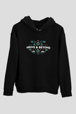 Above and Beyond Siyah Unisex Kapüşonlu Sweatshirt