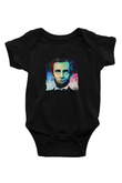 Abraham Lincoln Baskılı Unisex Siyah Bebek Body - Zıbın