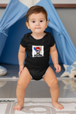 Abraham Lincoln Baskılı Unisex Siyah Bebek Body - Zıbın