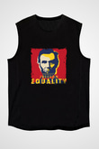 Abraham Lincoln Baskılı Unisex Siyah Kolsuz Tişört