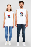 Abraham Lincoln Unisex Baskılı Beyaz Kolsuz Tişört