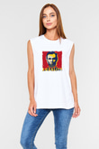 Abraham Lincoln Unisex Baskılı Beyaz Kolsuz Tişört