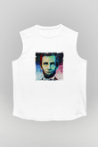 Abraham Lincoln Unisex Baskılı Beyaz Kolsuz Tişört