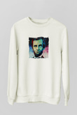 Abraham Lincoln Unisex Baskılı Beyaz Sweatshirt