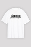 Abruptum Baskılı Beyaz Unisex Oversize Tişört - Tshirt