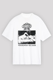 Abruptum Baskılı Beyaz Unisex Oversize Tişört - Tshirt