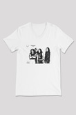 Abruptum Baskılı Beyaz Unisex V Yaka Tişört - Tshirt